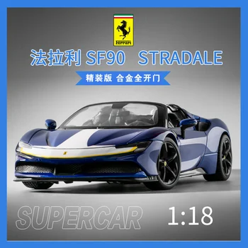 1:18 Ferrari SF90 Spider Bule Automašīnas Modelis Hardcover VersionDie-liešanas Simulācijas Sakausējuma Auto