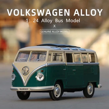 1/24 Volkswagens T1 Sakausējuma AUTOBUSU Modeli Lējumiem Metāla Rotaļu Transportlīdzekļiem, Automobiļu Modeļu Kolekcija, Skaņu, Gaismu Dzimšanas dienas Dāvanu Par Bērnu Rotaļu