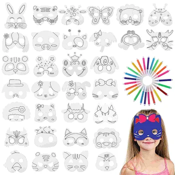 1 Iestatiet Tukšu Maskas DIY Amatniecības Maska Dzīvnieku Maskas, Krāsošana, Maskas Puse Maskēties Cosplay Puse