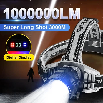1000000LM jaudīgākais Lukturis 800W LED Lādējamu Usb Galvas Lukturīti, Super Spilgti tālsitienu Tālummaiņas Lukturu Zvejas Gaismas