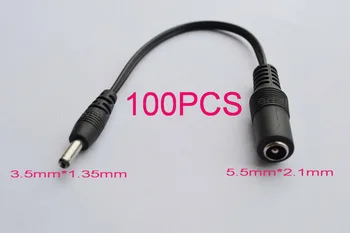 100gab Augstas kvalitātes Visa vara pavisam jaunu DC kabelis strāvas ligzda sieviešu 5.5 mm x 2.1 mm spraudni vīriešu 3.5 mmx 1.35 mm