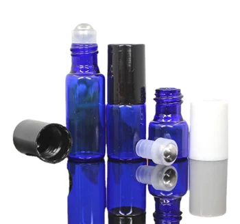 100pcs/daudz 1ml 2 ml 3ml 5ml 10ml Zilā Smaržas Roll Pudeles ar Metāla Lodīšu Rullīšu Ēteriskās Eļļas zila Stikla Pudelītes