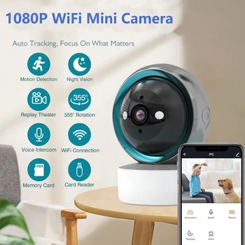 1080P WiFi bezvadu Mini Kamera Ar Nakts Redzamības Drošības Aizsardzība Videokameru Kustību Sensoru Balss Video Ierakstītājs Mājas Un Biroja