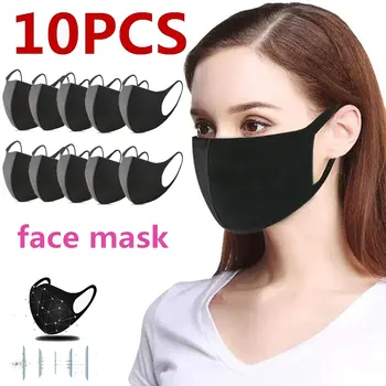10pcs Vīrieši/sievietes Anti Putekļu Maska Anti Gaisa Pullution Aizsardzības 3D Sejas Maska Melnā Mazgājams Vīrieši/Sievietes Ģimenes Pretvēja Mutes Maska