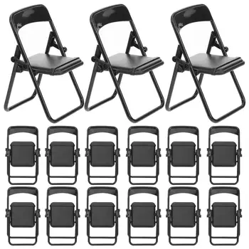 12Pcs Dekoratīvās Darbvirsmas Turētāju Regulējams Tablet Stand Ainavu Mini Krēsli Saliekamie saliekamā Krēsla Modeli, Plastmasas Displejs Stāvēt