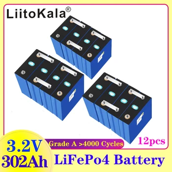 12PCS LiitoKala 3.2 V 302Ah Lifepo4 Baterijas Uzlādējamas Šūnu DIY Pakotni 12V 24V 36V 48V 310Ah Saules Sistēmas Laivas Golfa Grozā