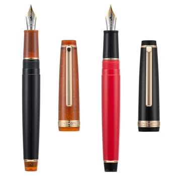 2 GAB Jinhao 82 Sveķu Fountain Pen Extra Fine & Fine Nib ar Pārveidotāju, Zvaigžņotās Brūns/Melns Sarkans ar Zelta Klipu Rakstot Pildspalvu Komplekts