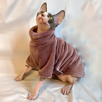 2022 Jaunu bezvilnas kaķus Džemperis Ziemas Modes Sabiezējums Silts Sfinksu Drēbes Mājās Ērti Ziemas Suņu Apģērbu Maziem Suņiem