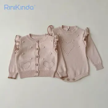 2023 Baby Girl Apģērbu Komplekts Rudens Ziemas Toddler Meitenes Apģērbu, Trikotāžas Cietā Džemperis Mētelis Romper Zīdaiņu Bērnu Apģērbs