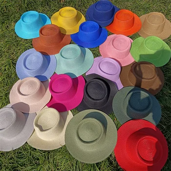 2023 ieliektiem-izliekta top salmu cepure konfektes krāsu ķēdes salmu austi āra pludmales lielu eave saulessargs saules cepure, salmu cepure шляпа женск