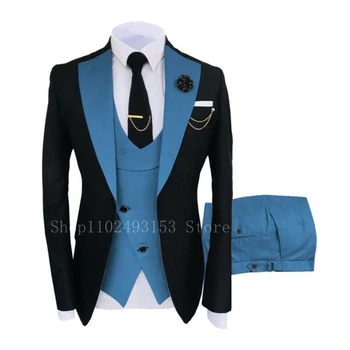 2023 Jaunas Ielidošanas Elegants Vīriešu Uzvalki, Slim Fit 3 Gabali Oficiālu Klasiskās Modes Līgavainis Kāzu Tērpi Uzstādīt Kostīmu Homme Mariage