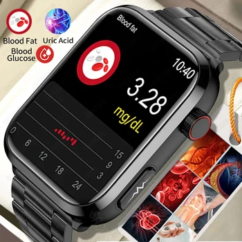 2023 Jaunu Asins Cukura Smart Skatīties Vīriešu Veselības Asins Lipīdu urīnskābes Monitora EKG+PPG Sporta Skatīties Smart Bluetooth Zvanu Smartwatch