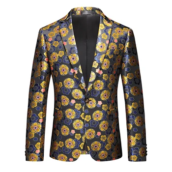 2023 Jaunā Luksusa Pioneer Žakete Pavasara Slim Fit Ziedu Drukāt Modes Tērps Banketa Sociālo Kleitu, Uzvalku Britu Stila LargeSuit6XL