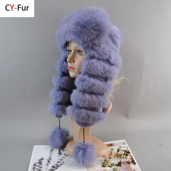 2023 Modes Dabīgās Kažokādas Cepures Luksusa Dabas Fox Kažokādas Krievijas Cepuri Ushanka Sievietēm Ziemā Silts, Pūkains Populārs Stils Sievietes Astes Klp