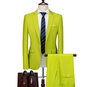 2023 Pavasara Rudens Modes Jaunu Vīriešu Biznesa Gadījuma tīrtoņa Krāsu Tērpi / Vīriešu Vienu Divas Pogas Bleizeri Jacker Mētelis, Bikses Bikses