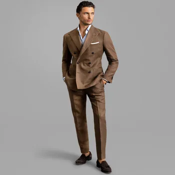 2023 Vīriešu Uzvalku 2-Gabals Divreiz Krūtīm, Uzvalkā Kāzu Līgavainis, Labākais Cilvēks Kleita Uzņēmuma Biroja Ikdienas Apģērbu Puse