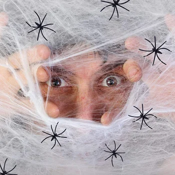 20g Rokām Mezgloti Halloween Stretchy Zirnekļa tīkls, Apdares Biedējošu Šausmu Izkaltusi Grupa Skatuves Āra Mājās Bārs Haunted House Aksesuāri