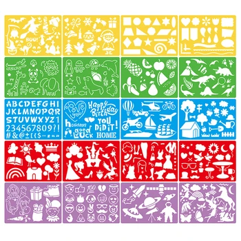 20Pcs Bērniem DIY Zīmēšanas Trafareti, Dobu Valdes Komplekts Bērnu Plastmasas Krāsošana Veidne