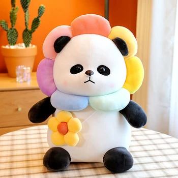 25CM Saulespuķu Panda Plīša Rotaļlieta Mugursoma Gudrs Nacionālo Dārgumu Dzīvnieku Panda Lelle Festivāls Dāvanas Bērnu Dzimšanas dienu
