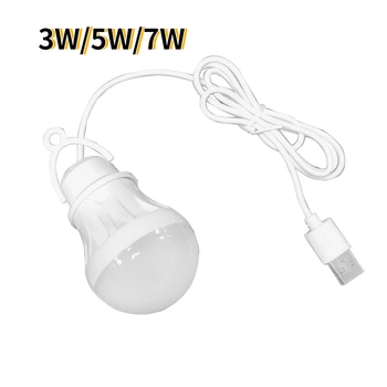 3/5/7W USB Lampas Spuldzes 5V Portatīvo Kempings Laternu Lampas LED USB Strāvas Lasot Grāmatu, ņemot vērā Āra Kempinga Telts Apgaismojums