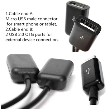 3 In1 Multi-funkciju Dual Micro USB Uzņēmējas OTG Hub Adaptera Kabeli Sieviešu un Vīriešu Dual Micro USB 2.0 Host OTG Hub Adaptera Kabelis
