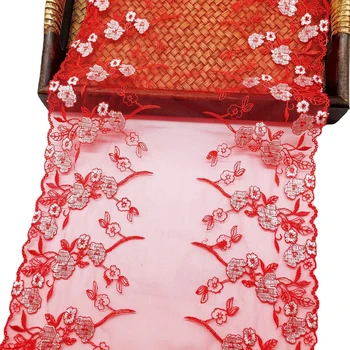 300Yards Rozā Sarkana Izšūtām Mežģīnēm Apdari Par Hem Svārki, Apģērbu Šūšanas Materiāliem DIY Apģērbu Ziedu Kleitu Audumi