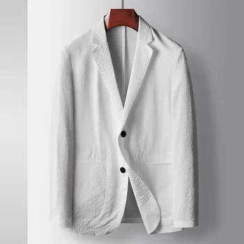 3368-R-Vīriešu īsām piedurknēm Pielāgota uzvalks V-veida kakla balts slim Pielāgota uzvalks