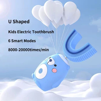 360 Degreed Bērnu Elektriskā zobu Suka U Formas Karikatūra Modelis Uzlādējams Silīcija Sonic Zobu Suka Bērniem Smart Taimeris