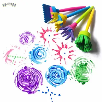 4 Gab./komplekts DIY Ziedu Grafiti Sūklis Mākslas Piederumi Birstes Zīmogs Krāsošanas Instrumenti, Smieklīgi Zīmēšanas Rotaļlietas Smieklīgi Radoša Rotaļlieta Bērniem