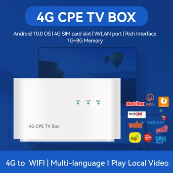 4G CPE Android TV Box HDMI Bezvadu Maršrutētāja WAN/LAN Ports 1 GB+8GB Atmiņas LTE Hotspot Micro SIM kartes Slotu, 300Mbps WIFI 32 Lietotāji