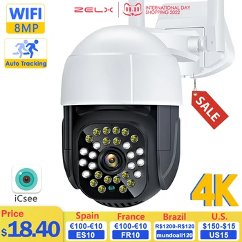 4K IP Kameras WiFi 8MP, Āra Ātrums Dome, Auto Izsekošana PTZ Cam H. 265 1080P Bezvadu Drošības Kameru Video Novērošanas P2P iCsee