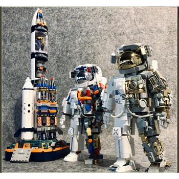 5. Raķešu Astronautu Viedokļa Veidošanas Bloku Apdare Zēns Maza Daļiņa Montāža Dzimšanas dienas Rotaļlietu Kolekcija Apdare