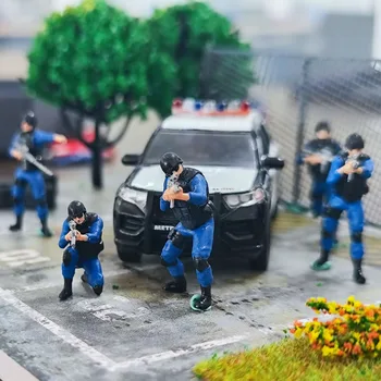 5GAB Krāsotas Unpainted Miniatūras 1/64 Speciālās Policijas Karavīrs Attēls Modelis Policists Statuetes Lelle, Rotaļlieta, Radoša Fotogrāfija