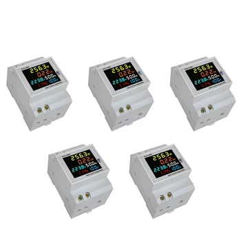 5X Din Sliedes AC Monitors 6IN1 40-300V 100.A Spriegums Strāvas Jaudas Koeficients Aktīvo KWH elektroenerģijas Frekvences Mērītājs