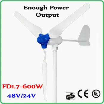 600W Vēja Turbīnu Ģenerators 48V vai 24V ar 1700mm super Rotora 100% pietiekams-jauda ģenerators Max 850W wind power generator