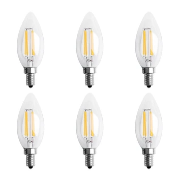 6X Aptumšojami E12 4W COB Sveču Liesmas, Kvēlspuldzes, LED Spuldzes, Lampas 10 X 3,5 Cm