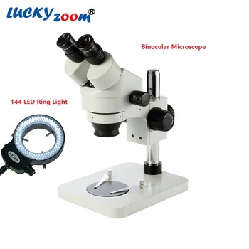 7X-45X Binokulāra Stereo Mikroskopu Ar 144 LED Ring Light Profesionālās Telefonu Remonts Microscopio Portatīvo Backlit Galda Stends