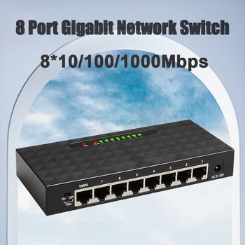8 Port 10/100/1000Mbps Tīkla Slēdzi, Ethernet Gigabit Komutatoru Augstas Veiktspējas RJ45 Lan Interneta Sadalītāja Plug and Play