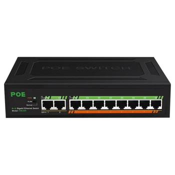 8 Port Gigabit PoE Switch Iebūvēts Barošanas 8-POE-Port+ 2-Ostas Uplinks