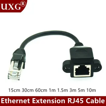 8Pin RJ45 Kabeli, Sieviešu un Vīriešu Skrūvi Panel Mount Ethernet LAN, Tīkla 8 Pin 8P8C Pagarināšanu Īss Vads 0,3 m 0,6 m 1m 2m 3m 5m 10 m