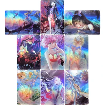 9Pcs/set Anime Meitene Flash Karšu Ayanami Rei Tokisaki Kurumi Nezuko Tsukino Usagi ACG Kawaii Anime Spēļu Kolekcija Kartes, Dāvanu Rotaļlietas