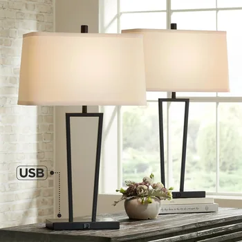Amerikāņu minimālisma radošo galda lampas, viesnīca guļamistabas gultas lampa, USB uzlāde, silts dekoratīvā galda lampa