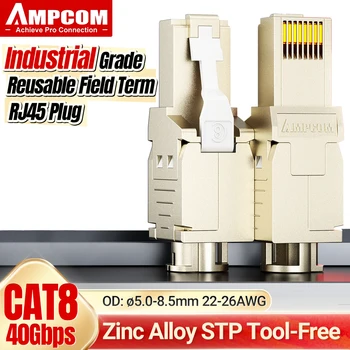 AMPCOM RJ45 Savienotājiem Modular Plug, Cat6 Cat6A CAT7 CAT8 STP Tīkla Toolless Pieslēgvieta Ethernet Sveces Kabeli Interneta Rīku Bezmaksas