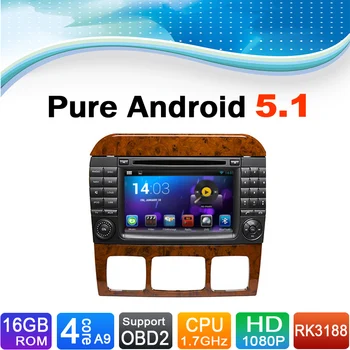Android 5.1 Auto DVD GPS Navigācijas Mercedes-Benz S Klases S500 S600 S280 S320 S350 S400 S420 S430 W220 W215 (1998-2005)