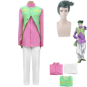 Anime JoJo Dīvaino Piedzīvojumu：Diamond Ir Neatsavināmas Rohan Kishibe Cosplay Kostīmu Parūka Rozā Krekls Vīrietis Sieviete Halloween Tērps