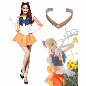 Anime Sailor Minako Aino Jūrnieks Venus Cosplay Kostīmu Pasūtījuma Kleitu Lokus Ap Galvu Stiprināmas Cimdi Matadatu Bērniem Pieaugušo Plus Lieluma