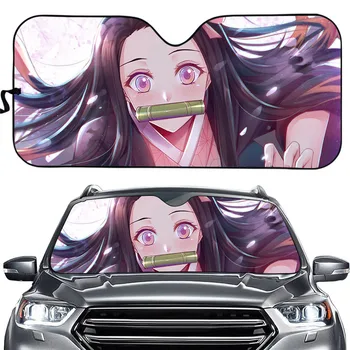Anime Velna Asmens Saulessargs Auto Saulessargs Kawaii Demon Slayer Iespiesti Auto Aksesuāri Sievietēm Automašīnu Logu Stiklu Sedz