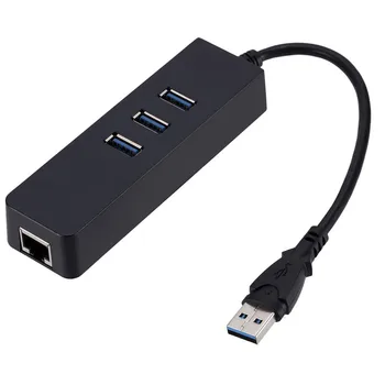 ANPWOO USB3.0 CENTRMEZGLU, Gigabit Tīkla Karte, Usb, Lai Rj45 Ārējā Vadu Tīkla Kartes ar 3-port HUB Centrmezglu