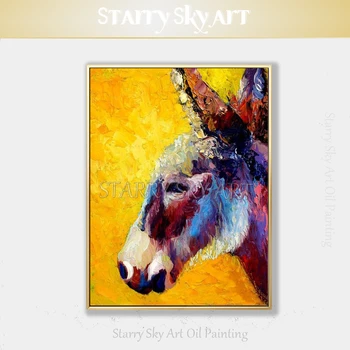 Apdāvināts Mākslinieks Tīrs Roku apgleznoti Augstas Kvalitātes Bieza Krāsas Nazis Krāsošana Donkey Eļļas Glezna Smieklīgi Donkey Dzīvnieku Eļļas Glezna