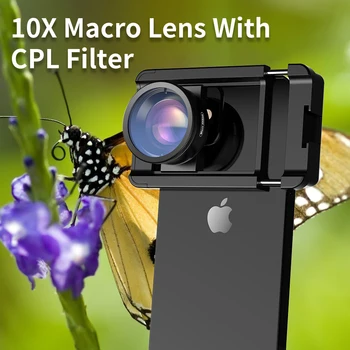 APEXEL Upgrated 4K HD 100mm Makro Objektīvu Ar CPL Filtru Universālā Skava Mikro Lēcas iPhone Samsung Visiem Viedtālruņu